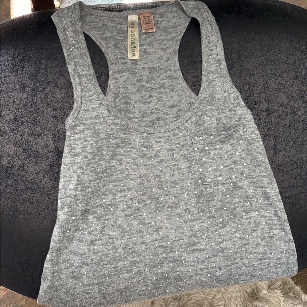 Gray embellished tank